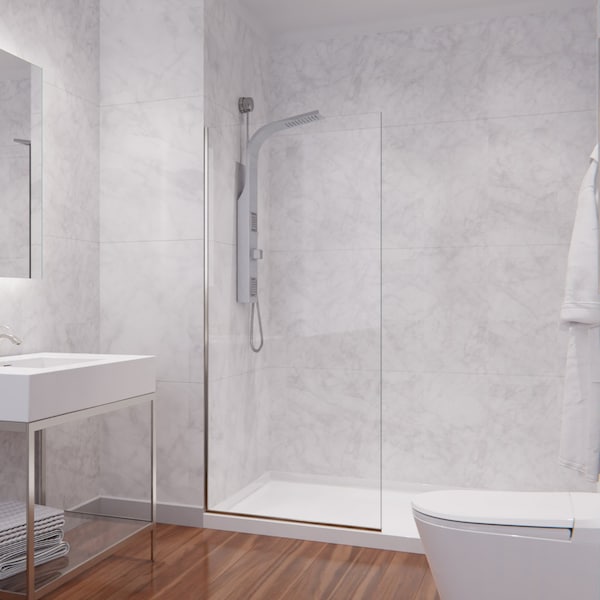 Anzzi Veil 74 in. x 34 in. Frameless Glass Shower Screen Shower Door in Brushed Nickel SD-AZFL06001BN - main